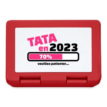 annonce grossesse tata en 2023 veuillez patienter - Boîte à goûter - rouge - Devant