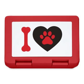 Heart with Paw and Bone Dog lover Geschenkidee - Brotdose - Rot - Vorne
