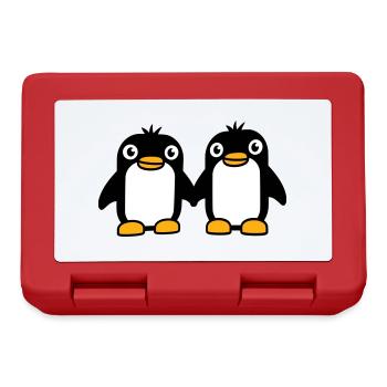 2 Pinguine Pärchen Händchen haltenverliebt Freunde - Brotdose - Rot - Vorne