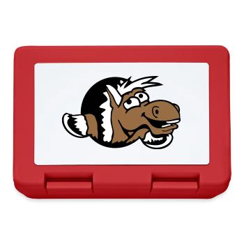 Horse Funny Crazy Hole Laughing Comic Riding Fun - Lunchbox - red - Front