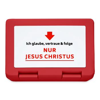 Ich glaube, vertraue & folge NUR JESUS CHRISTUS - Brotdose - Rot - Vorne