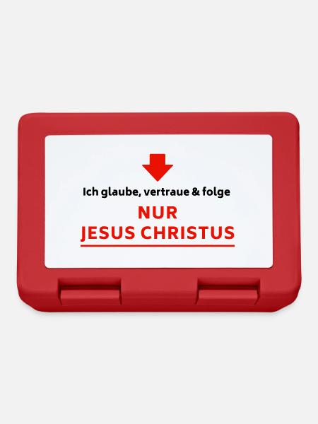 Ich glaube, vertraue & folge NUR JESUS CHRISTUS - Brotdose - Rot