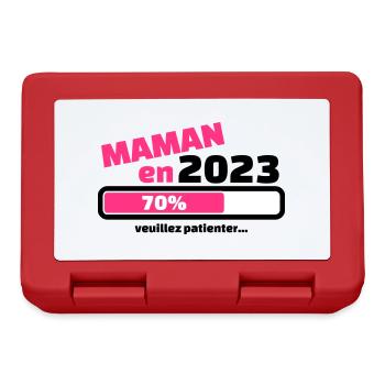 maman en 2023 veuillez patienter - Boîte à goûter - rouge - Devant