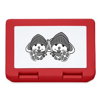2 Bunnies Chevalier Épée Bouclier Armure Casque Héros - Boîte à goûter - rouge - Devant