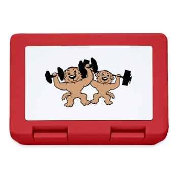 2 Dogs Bodybuilders Strong Muscles Gym Weightlifting - Lunchbox - red - Front