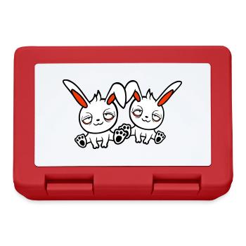 2 bunnies tired confused relaxed red dark circles - Lunchbox - red - Front