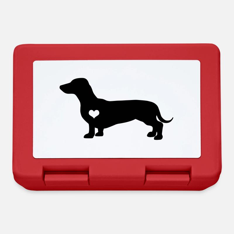 Idée cadeau Dachshund teckel chien battement de coeur - Boîte à goûter - rouge
