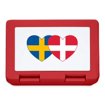 Suède Danemark Drapeau Coeur - Boîte à goûter - rouge - Devant