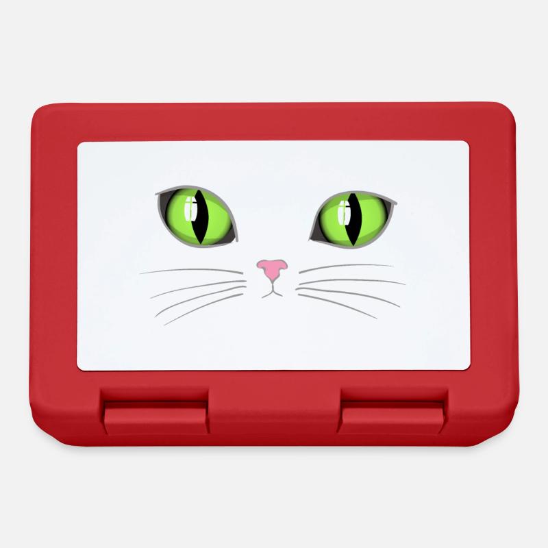 Cat green eyes - Lunchbox - red