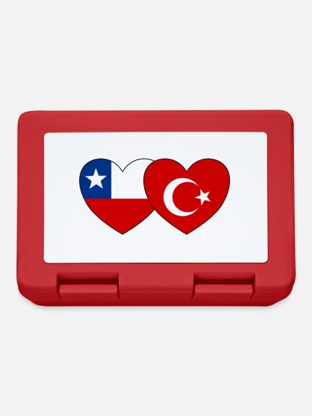 Chile Türkei Flagge Herz - Brotdose - Rot