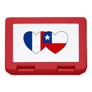 Frankreich Chile Flagge Herz - Brotdose - Rot - Vorne