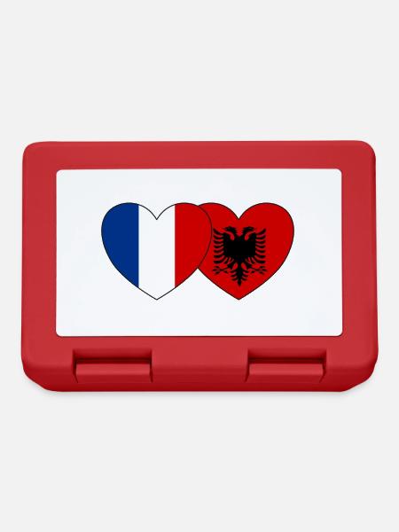 France Albanie Flag Coeur - Boîte à goûter - rouge