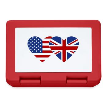 USA England Flagge Herz - Brotdose - Rot - Vorne