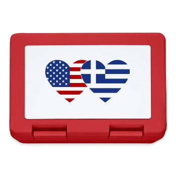 USA Greece Flag Heart - Lunchbox - red - Front
