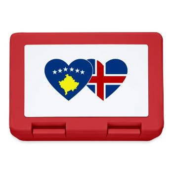 Kosovo Island Flagge Herz - Brotdose - Rot - Vorne