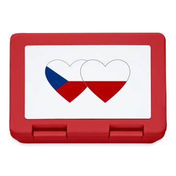 Tschechien Polen Flagge Herz breit - Brotdose - Rot - Vorne