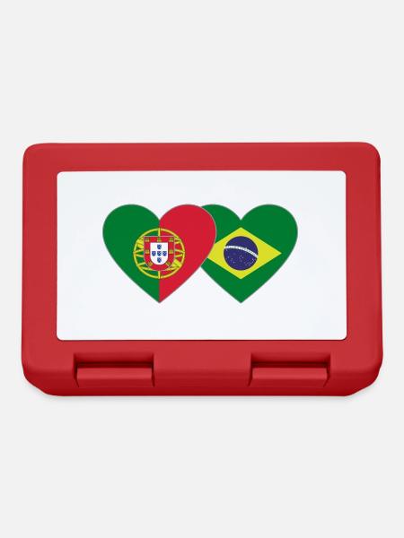 Portugal Brasilien Flagge Herz - Brotdose - Rot