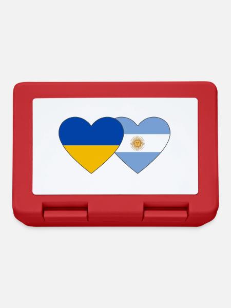 Ukraine Argentinien Flagge Herz - Brotdose - Rot
