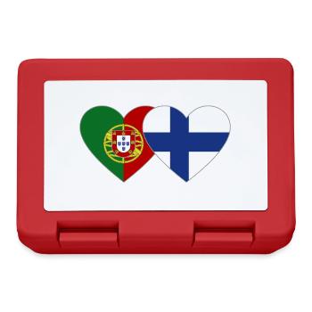 Portugal Finnland Flagge Herz - Brotdose - Rot - Vorne