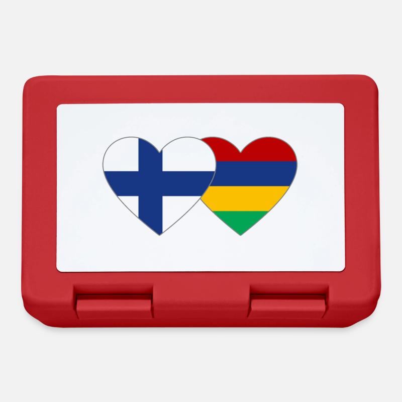 Finnland Mauritius Flagge Herz - Brotdose - Rot