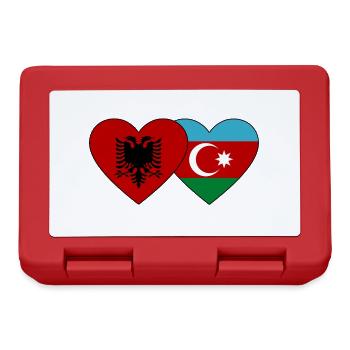 Albanie Azerbaïdjan Drapeau Coeur - Boîte à goûter - rouge - Devant