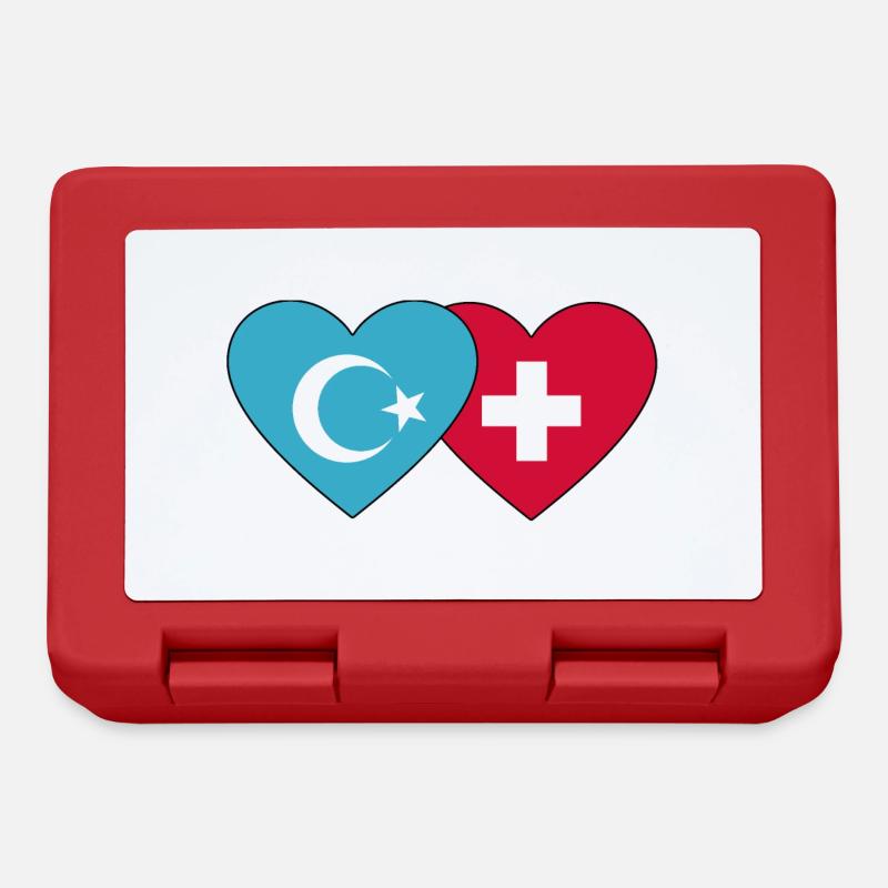 Cœur de drapeau suisse ouïghour - Boîte à goûter - rouge