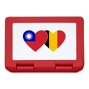 Taiwan Belgien Flagge Herz - Brotdose - Rot - Vorne