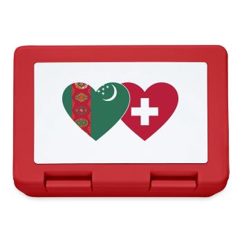 Turkmenistan Schweiz Flagge Herz - Brotdose - Rot - Vorne