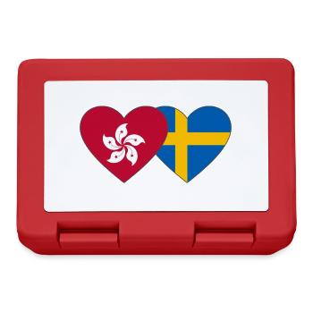 Hongkong Schweden Flagge Herz - Brotdose - Rot - Vorne
