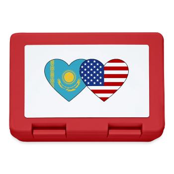 Kazakhstan USA Flag Heart - Lunchbox - red - Front