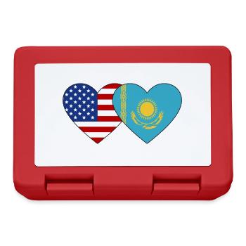 USA Kazakhstan Flag Heart - Lunchbox - red - Front