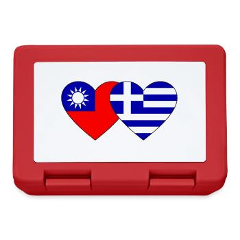 Taiwan Griechenland Flagge Herz - Brotdose - Rot - Vorne
