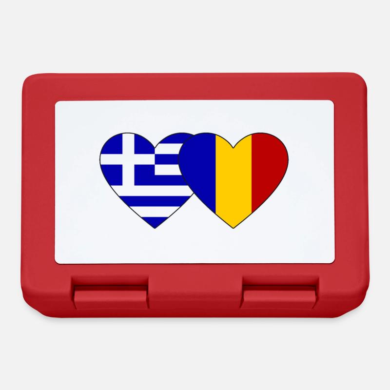 Greece Romania Flag Heart - Lunchbox - red