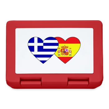Griechenland Spanien Flagge Herz - Brotdose - Rot - Vorne
