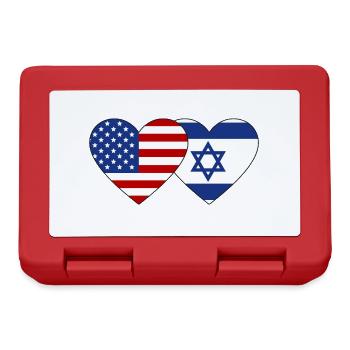 USA Israel Flagge Herz - Brotdose - Rot - Vorne