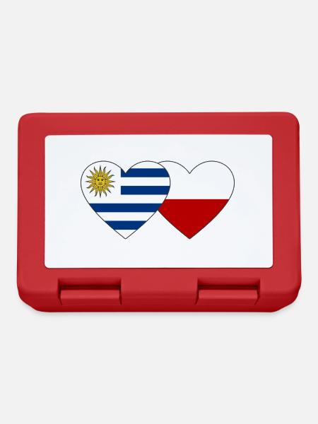 Uruguay Pologne Drapeau du cœur - Boîte à goûter - rouge