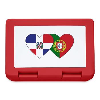 Dominikanische Republik Portugal Flagge Herz - Brotdose - Rot - Vorne