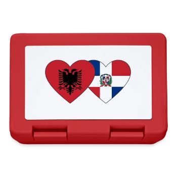 Albanie République dominicaine Drapeau Coeur - Boîte à goûter - rouge - Devant