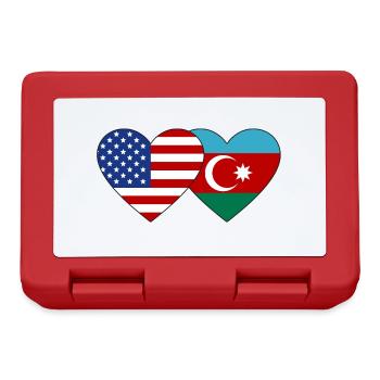 USA Azerbaijan flag heart - Lunchbox - red - Front