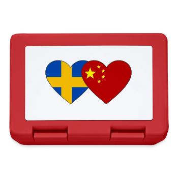 Suède Drapeau du cœur de la Chine - Boîte à goûter - rouge - Devant
