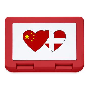 China Dänemark Herz Flagge - Brotdose - Rot - Vorne
