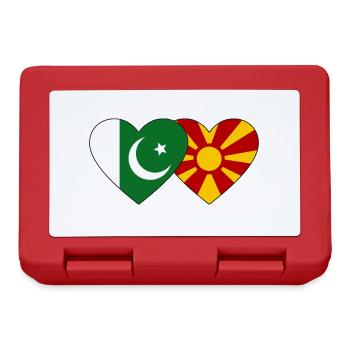Pakistan Mazedonien Flagge Herz - Brotdose - Rot - Vorne