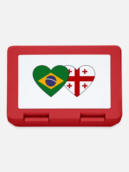 Brasilien Georgien Flagge Herz - Brotdose - Rot