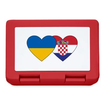Ukraine Croatia flag heart - Lunchbox - red - Front