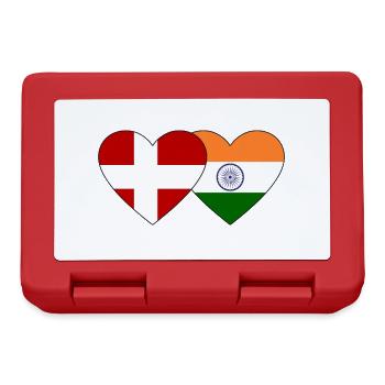 Dänemark Indien Flagge Herz - Brotdose - Rot - Vorne