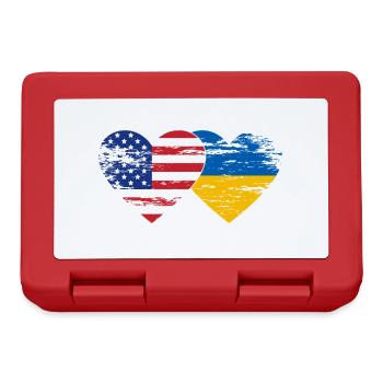 USA Ukraine flag heart used - Lunchbox - red - Front