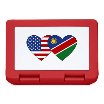 USA Namibia Flagge Herz - Brotdose - Rot - Vorne