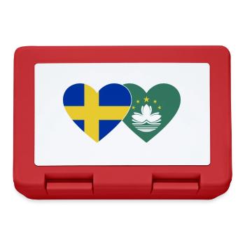 Schweden Macau Flagge Herz - Brotdose - Rot - Vorne