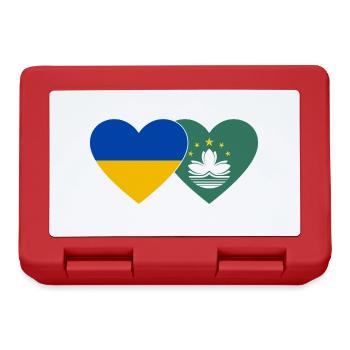Ukraine Macau Flagge Herz - Brotdose - Rot - Vorne