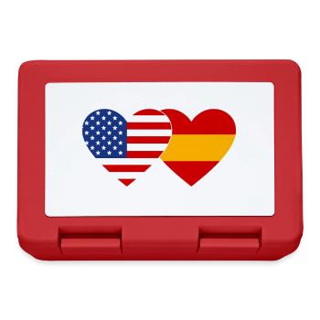USA Spanien Flagge Herz - Brotdose - Rot - Vorne